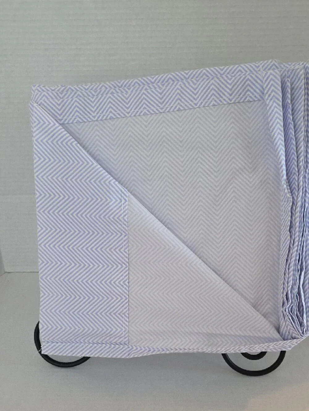 Ralph Lauren Periwinkle Blue White Chevron Cotton Twin Flat Sheet